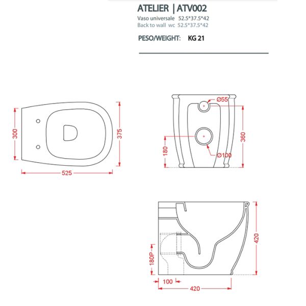 Унитаз Artceram Atelier ATV002 01 00 белый