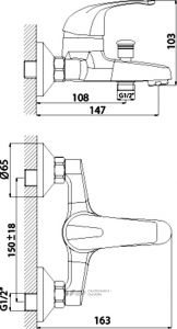 Смеситель для ванны и душа Rossinka D40-31 Хром