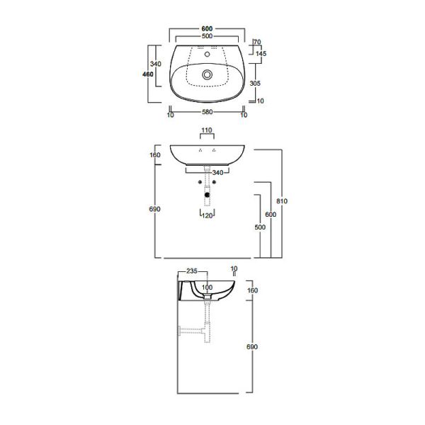 Раковина SIMAS Vignoni VI10bi*1 белая 60 см