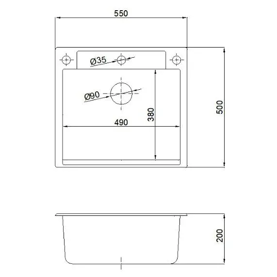 Мойка кухонная Reflexion Cubi 55-WH RX1555WH белый