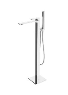 Orange Lutz M04-336cr Однозахватный напольный смеситель для ванны. Керамический дивертор, шланг, ручной душ. Цвет: хром