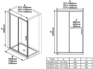 Душевая дверь Ravak Blix Slim BLSDP2-100 X0PMA0C00Z1 профиль Хром стекло Transparent