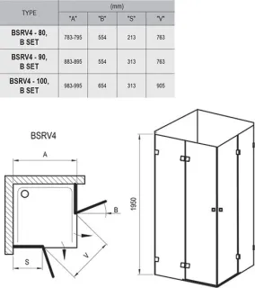 Душевой уголок Ravak Brilliant BSRV4-80 1UV44A00Z1 80x80 см профиль хром стекло Transparent