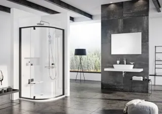 Душевой уголок Ravak Pivot PSKK3-90 37677300Z1 90x90 см профиль чёрный стекло Transparent