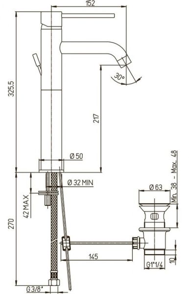 Смеситель для раковины Paini Cox 78CR211LL хром Смеситель для раковины Paini Cox 78CR211LL хром