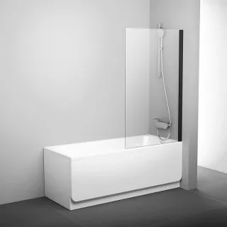 Шторка на ванну Ravak Pivot PVS1-80 79840300Z1 80 см профиль чёрный стекло Transparent
