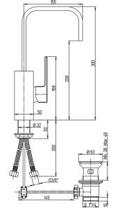Смеситель для раковины Paini Dax 84CR250R хром