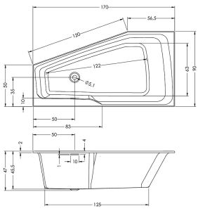 Акриловая ванна Riho Rethink Space B113001005 R 170х90см белый