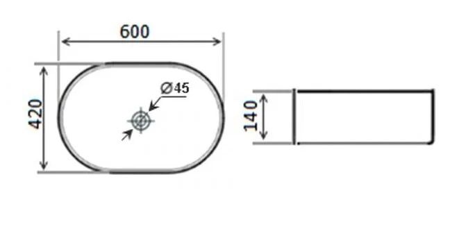 Раковина накладная Timo Kulo TK-405 59см белый