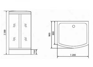 Душевая кабина Timo Standart T-6615BF Black Fabric 120x90см
