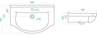 Мебельная раковина Santek Эльбрус 1WH109653 80см белый Мебельная раковина Santek Эльбрус 1WH109653 80см белый