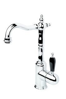 Смеситель для раковины Boheme высокий с черной керамикой_Комплект хром