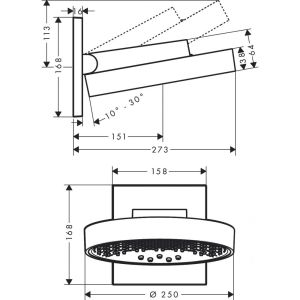 Верхний душ Hansgrohe Rainfinity 250 3jet с настенным разъемом 26232700