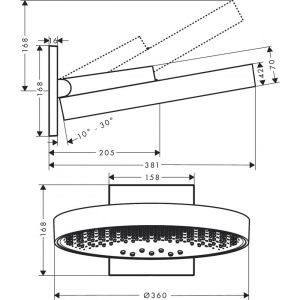Верхний душ Hansgrohe Rainfinity 360 3jet с настенным разъемом 26234670
