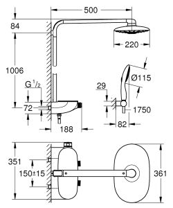 Душевая система Grohe Rainshower System SmartControl Duo 26250000 хром