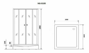 Душевой уголок Niagara NG-0100-14 с поддоном 100x100см чёрный/прозрачное