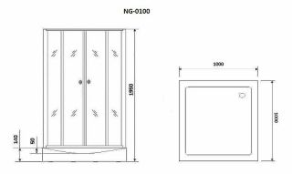 Душевой уголок Niagara NG-0100-14 с поддоном 100x100см чёрный/прозрачное