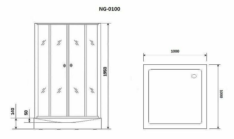 Душевой уголок Niagara NG-0100-14 с поддоном 100x100см чёрный/прозрачное