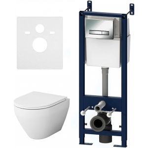 Унитаз с инсталляцией  AM.PM Sprit FlashClean IS30251.701700 с сиденьем Микролифт и клавишей смыва Хром