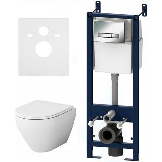 Унитаз с инсталляцией  AM.PM Sprit FlashClean IS30251.701700 с сиденьем Микролифт и клавишей смыва Хром Унитаз с инсталляцией  AM.PM Sprit FlashClean IS30251.701700 с сиденьем Микролифт и клавишей смыва Хром