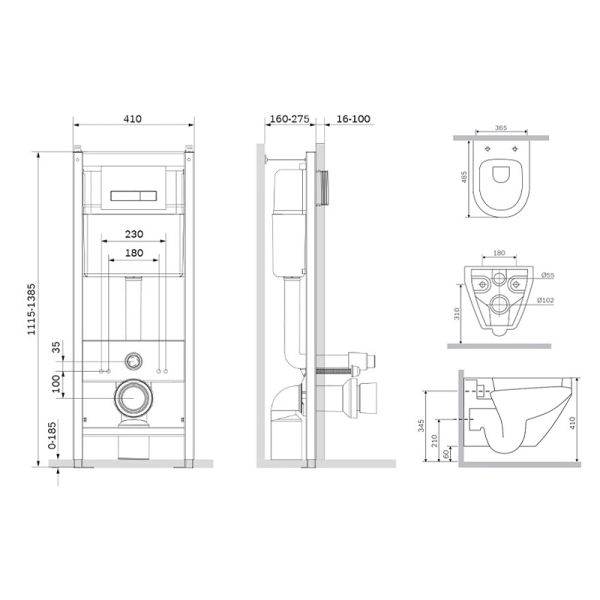 Унитаз с инсталляцией  AM.PM Sprit FlashClean IS30251.701700 с сиденьем Микролифт и клавишей смыва Хром Унитаз с инсталляцией  AM.PM Sprit FlashClean IS30251.701700 с сиденьем Микролифт и клавишей смыва Хром