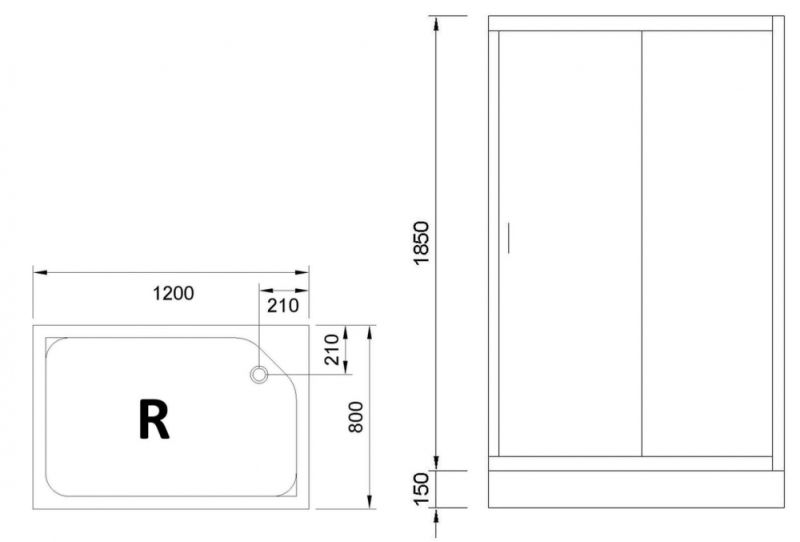 Душевой уголок Royal Bath HP 120x80см правый хром RB8120HP-T-CH-R