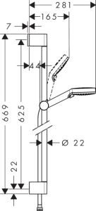Душевой гарнитур Hansgrohe Crometta Vario 26532400 штанга 650 мм