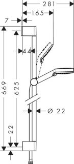 Душевой гарнитур Hansgrohe Crometta Vario 26532400 штанга 650 мм Душевой гарнитур Hansgrohe Crometta Vario 26532400 штанга 650 мм
