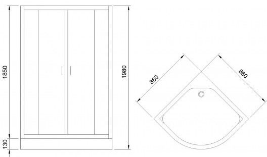 Душевая кабина Royal Bath Hoto стекло прозрачное 86x86см P502 б/к