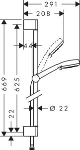 Душевой гарнитур Hansgrohe Crometta 100 Vario 26651400 650 мм