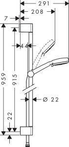 Душевой гарнитур Hansgrohe Crometta 100 Vario 26657400 штанга 900 мм