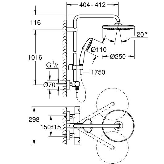 Душевая система Grohe Tempesta System 266702431 черный