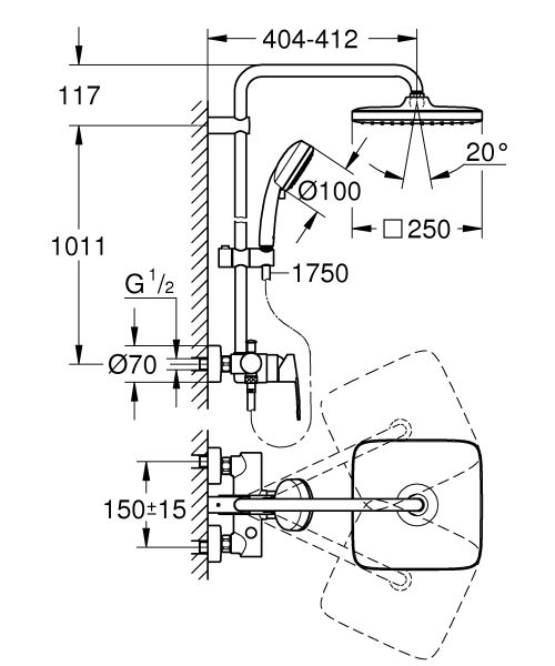 Душевая система Grohe Tempesta Cosmopolitan 26692000 хром