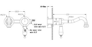 Смеситель для раковины Boheme встроенный Tradizionale Nero_Комплект