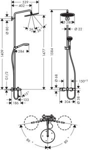 Душевая стойка Hansgrohe Croma Select 280 1jet showerpipe 26792000 с термостатом