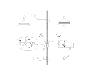 Душевая система Boheme, встроенный Tradizionale Cromo c черной керамикой хром