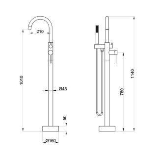 Смеситель для ванны/душа Orange Steel M99-336w напольный, белый Смеситель для ванны/душа Orange Steel M99-336w напольный, белый