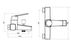 Смеситель для ванны/душа OneLife P02-100w полимерный