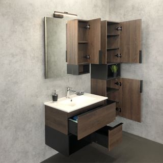 Comforty Зеркало-шкаф "Франкфурт-75" дуб шоколадно-коричневый