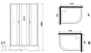 Душевая кабина Niagara NG-33194-14LBK 110x90см серебро/матовое