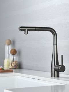 Смеситель для кухни AQUAme Cucina AQM9902GM с выдвижным изливом графит матовый