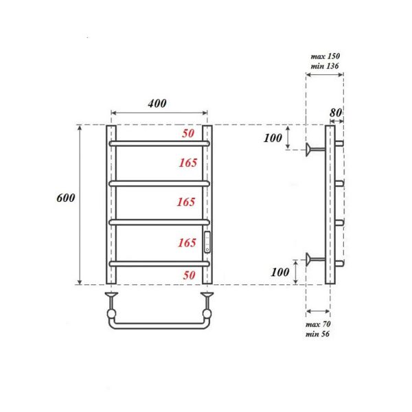 Полотенцесушитель электрический Point Ника PN08846W 40x60 см белый