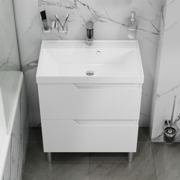 Напольная тумба под раковину Санта Антарес 700517 70 см белый глянец