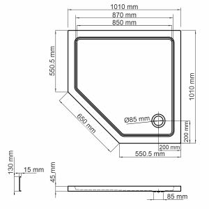 Душевой поддон Wasserkraft Isen 26T38 100x100 см