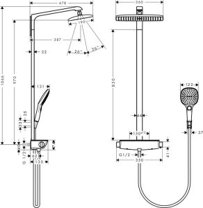 Душевая стойка Hansgrohe Raindance Select Showerpipe 360 27112000 с термостатом