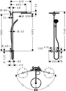 Душевая стойка Hansgrohe Raindance Select Showerpipe 300 27114000 с термостатом