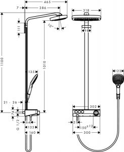 Душевая стойка Hansgrohe Raindance Select Showerpipe E300 3 jet 27127000 с термостатом