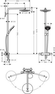 Душевая стойка Hansgrohe Raindance Select Showerpipe S240 2 jet 27129000 с термостатом