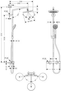 Душевая стойка Hansgrohe Croma 220 Showerpipe 27185000 с термостатом
