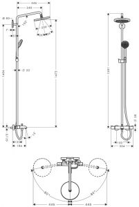 Душевая стойка Hansgrohe Croma 220 Showerpipe 27223000 с термостатом